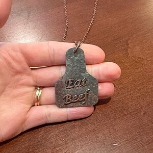Rustic 'Eat Beef' Necklace Tag